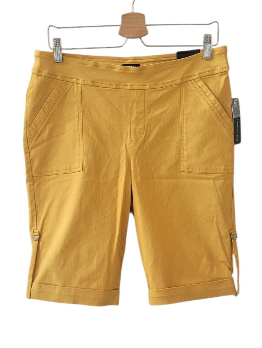 SOHO Apparel Ltd. Golden Yellow Pull On Cuffed Bermuda Shorts Size L